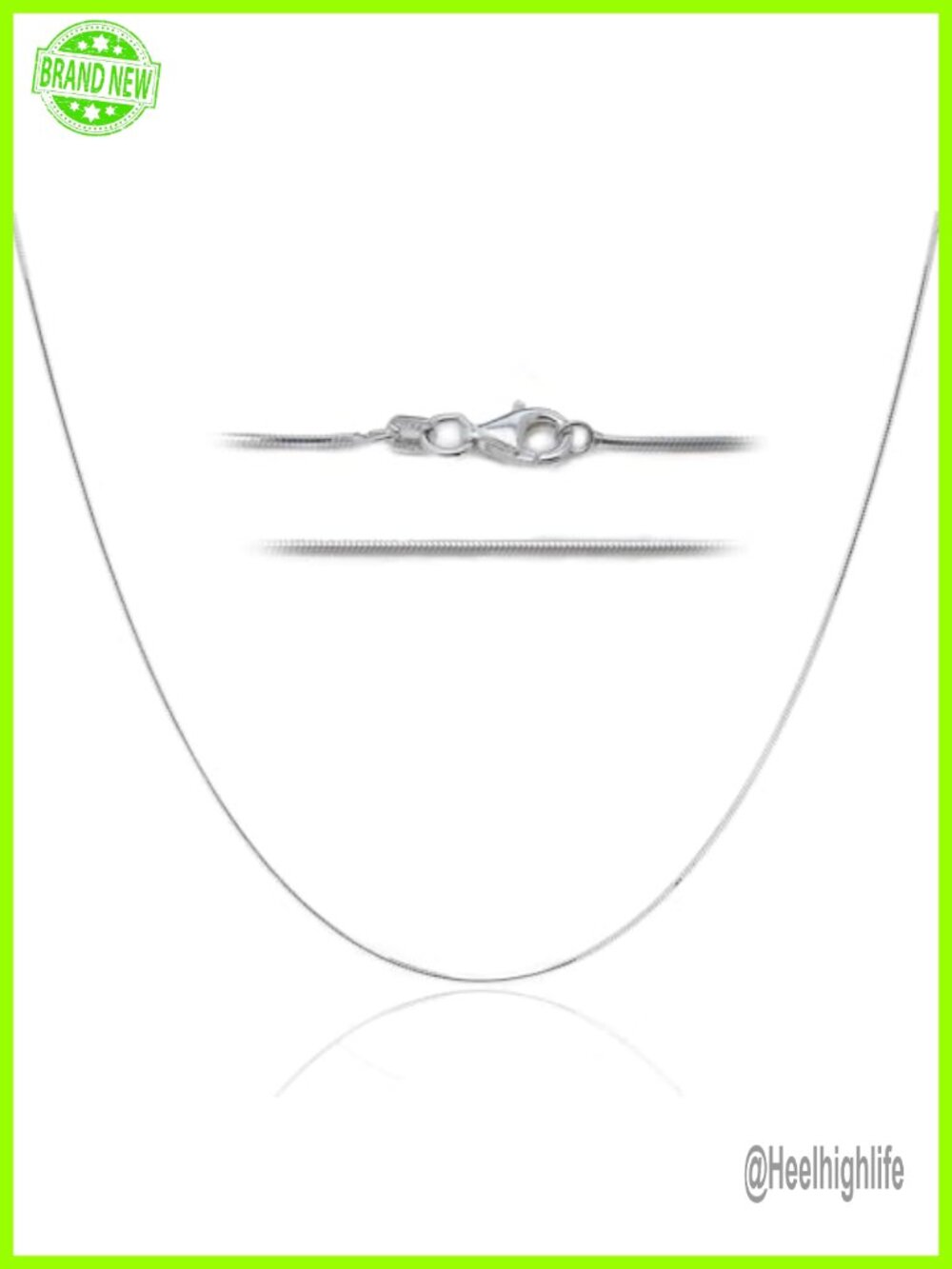 925 Sterling Silver 1.6mm Italian Snake Chain Necklace with Lobster Clasp